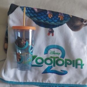 Disney Zootopia 2 Kids Orange & Teal Tumbler and Blanket Set